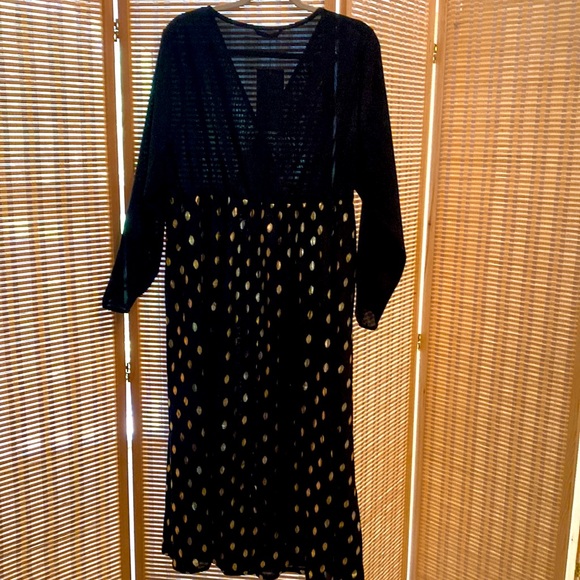 NWT BloomChic “MIMI” gold dot metallic black maxi dress size 10 - Picture 9 of 9